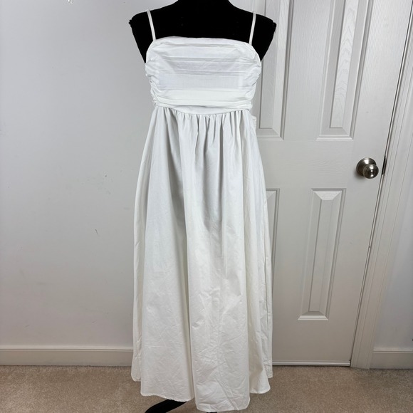 Petal & Pup Alice Bow Back White Midi Dress Tie Back Cotton Size M NWOT - Picture 1 of 8